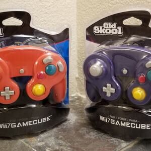 2 Gamecube Controllers - Red & Purple (NEW) - Nintendo - Old Skool